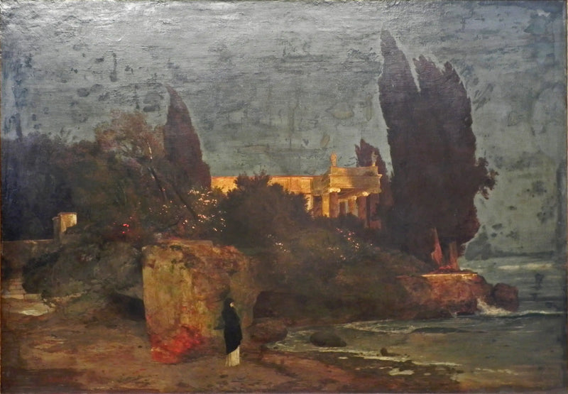 Villa ved havkanten, version I - Arnold Bøcklin