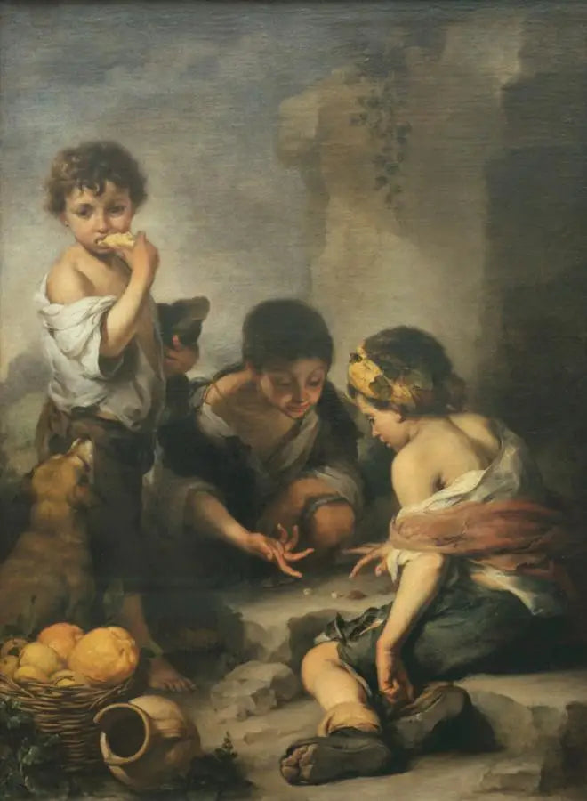 Unge drenge der spiller terning - Bartolomé Esteban Murillo