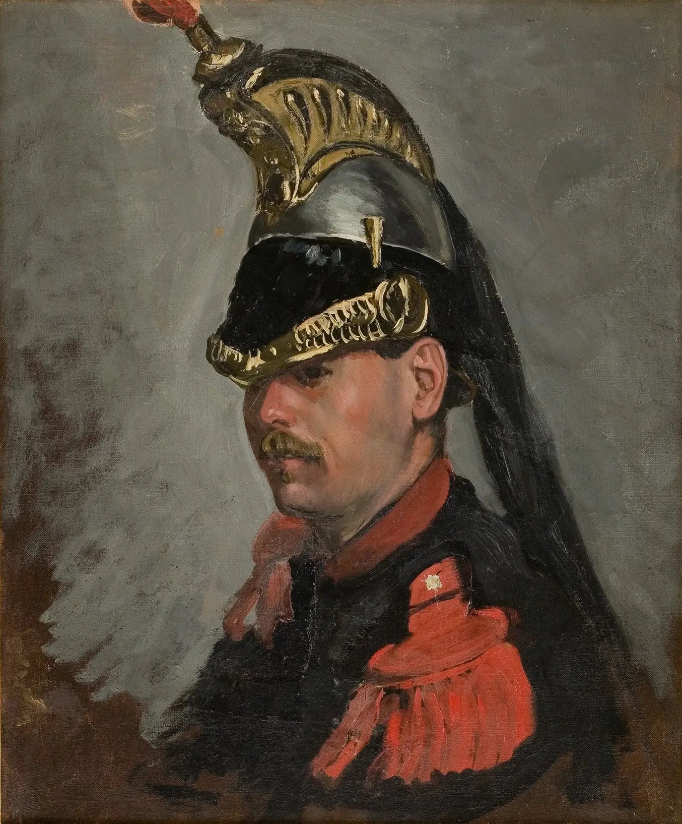 Reproduction du tableau « Portrait de M. Alphonse Tissié en cuirassier - Frédéric Bazille » par Alpha Reproduction en peinture à l’huile