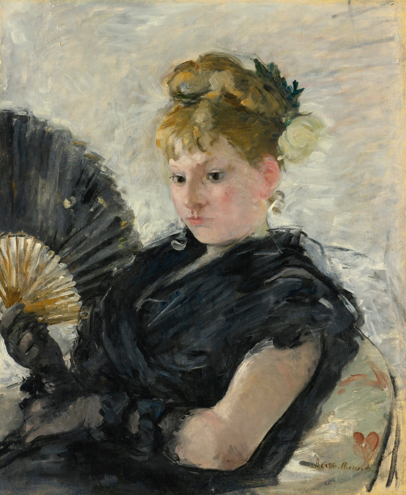 Reproduction du tableau « Femme à l’éventail - Berthe Morisot » par Alpha Reproduction en peinture à l’huile