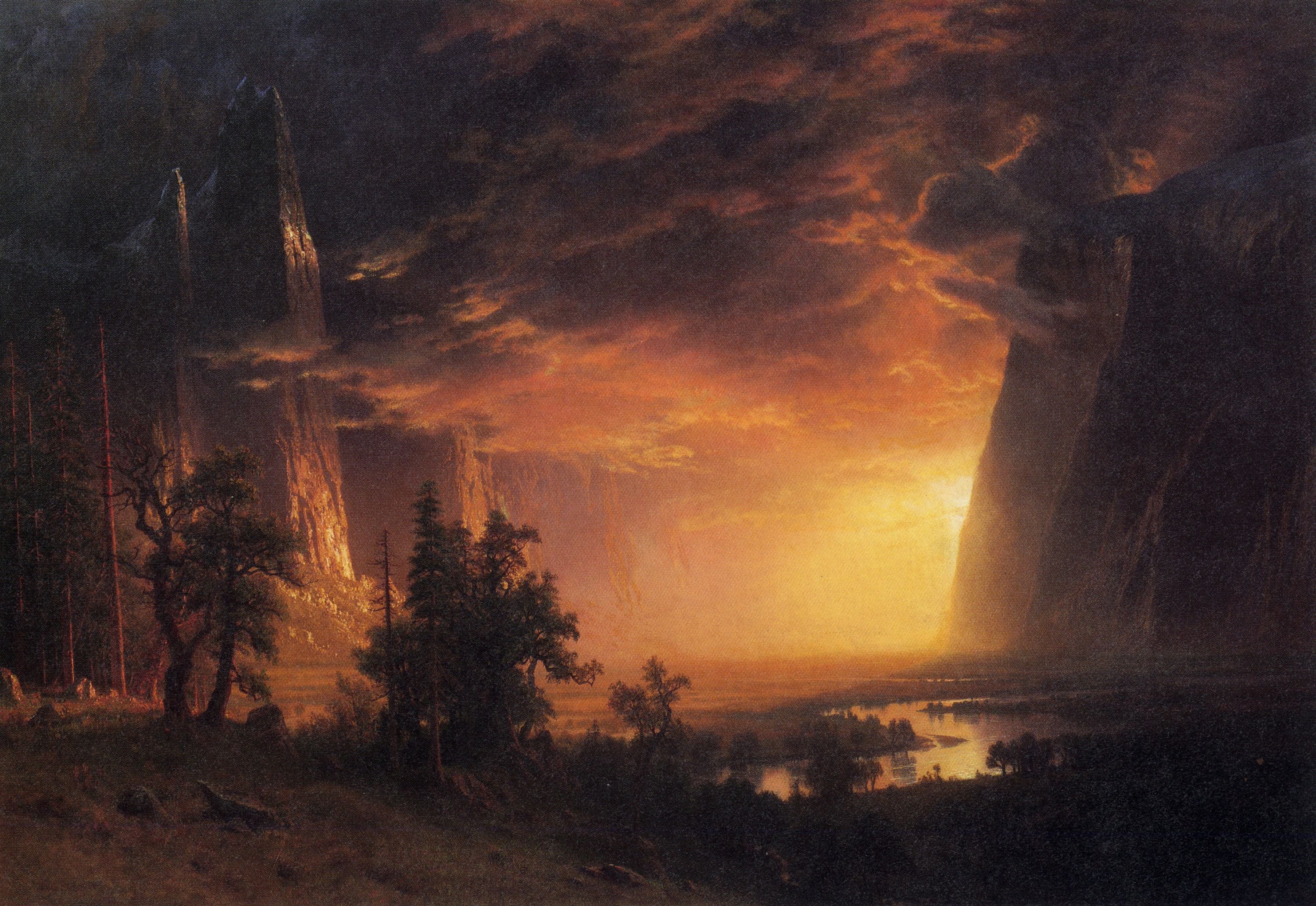 Coucher de soleil dans la vallée de Yosemite - Albert Bierstadt