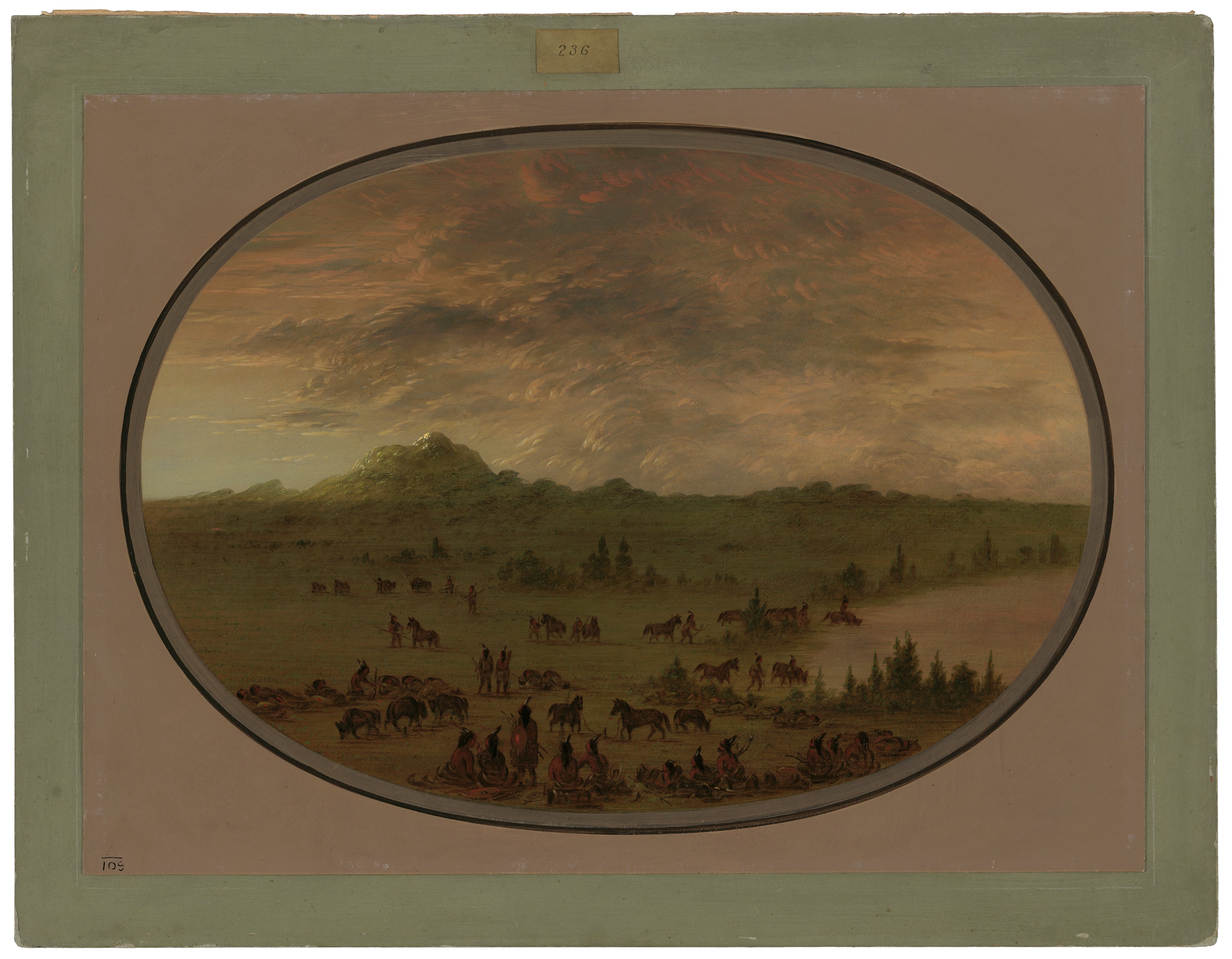 Bivouac d'un groupe de guerre sioux au lever du soleil - George Catlin
