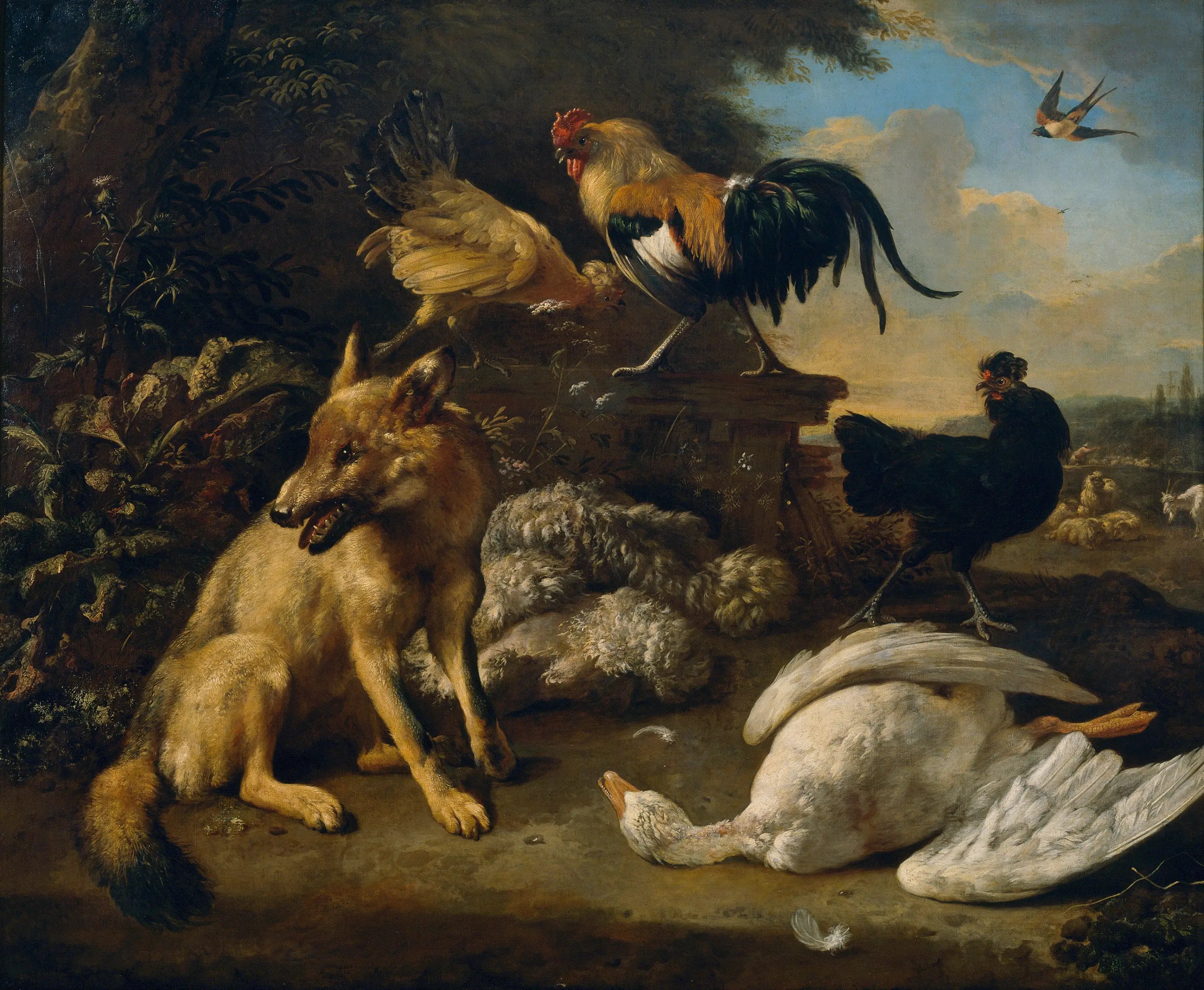 Nature morte avec des animaux - Melchior de Hondecoeter - Alpha Reproduction