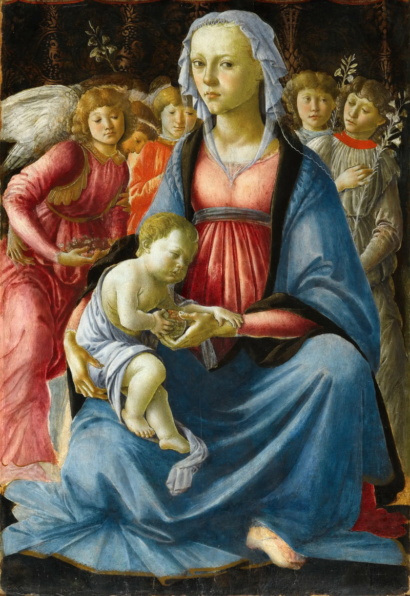 Jomfruen og Barnet omgivet af fem engle - Sandro Botticelli