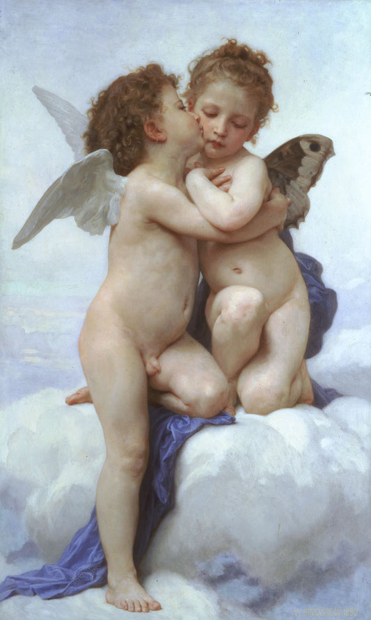 Reproduction du tableau « Amour et Psyché, enfants - Bouguereau » par Alpha Reproduction en peinture à l’huile