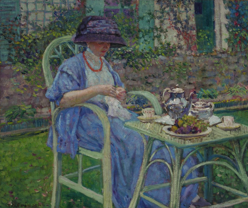 Morgenmad i haven - Frederick Carl Frieseke