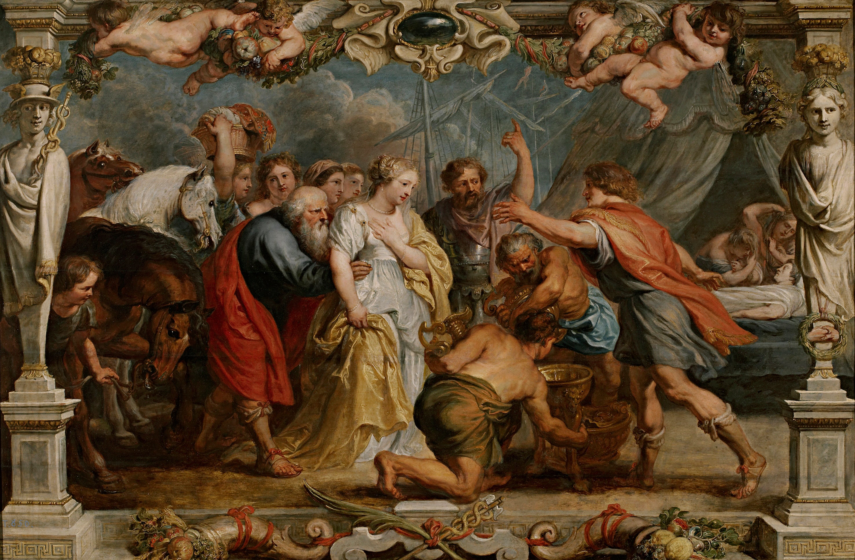 Briséis givet til Achille af Nestor - Peter Paul Rubens