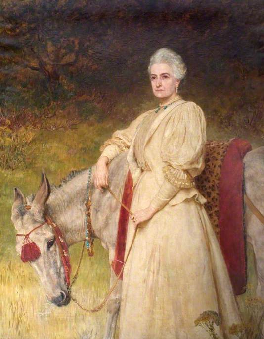 Lady Harriet Sarah Wantage (1837–1920) avec son âne égyptien - Briton Rivière