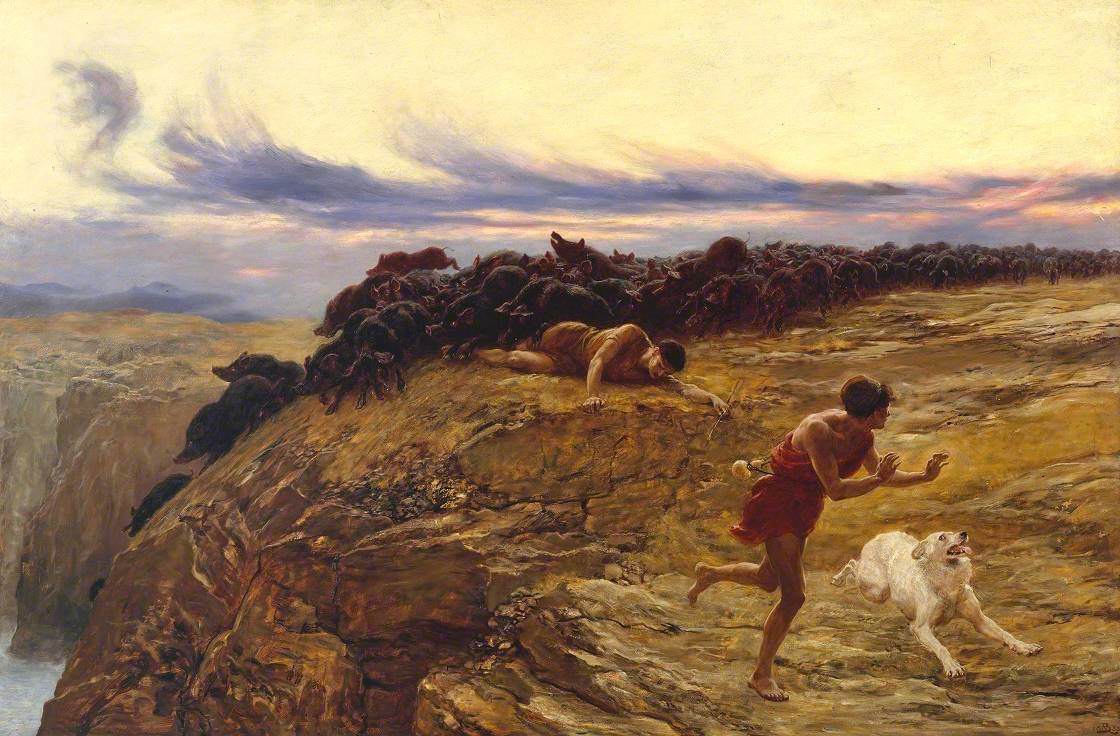 Le miracle du porc de Gaderene - Briton Rivière