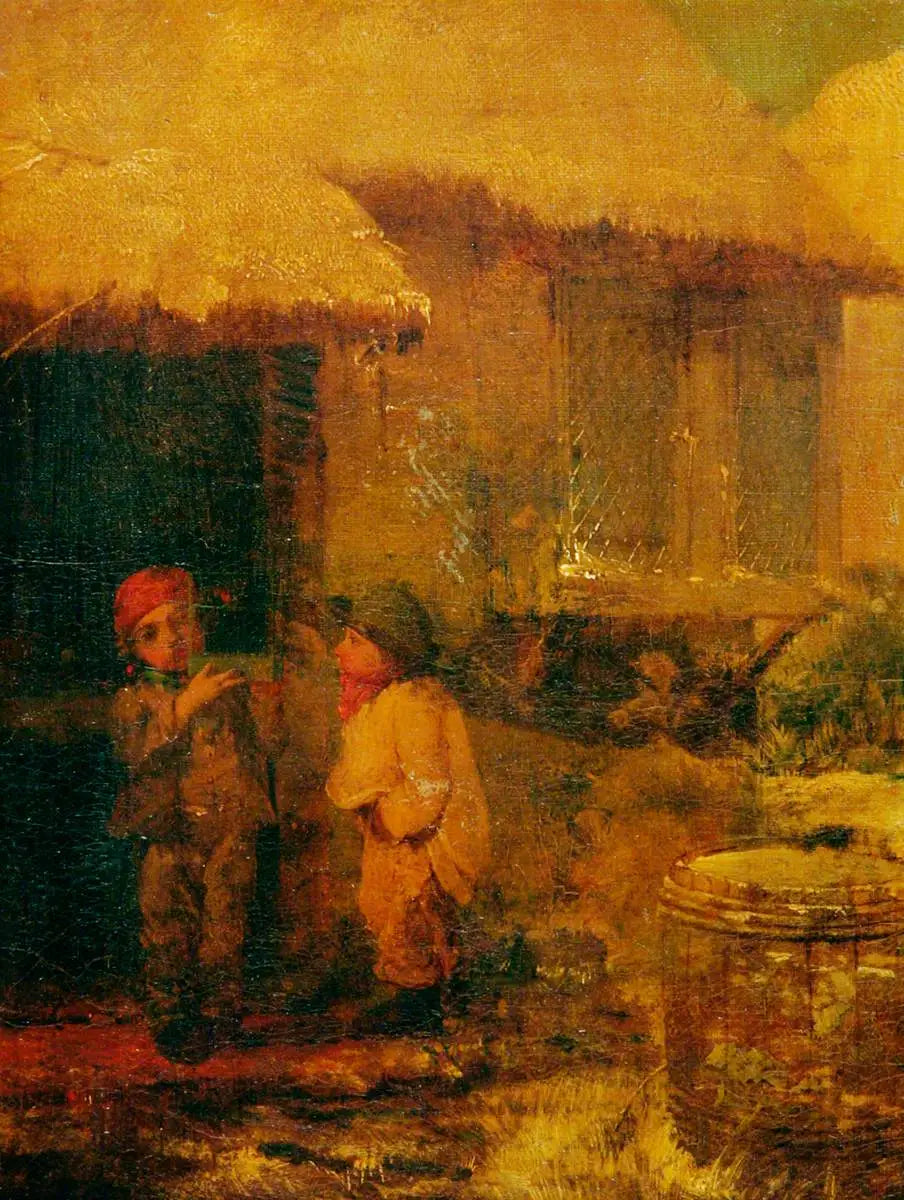 Deux garçons avec une cage à oiseaux - Briton Rivière - Alpha Reproduction