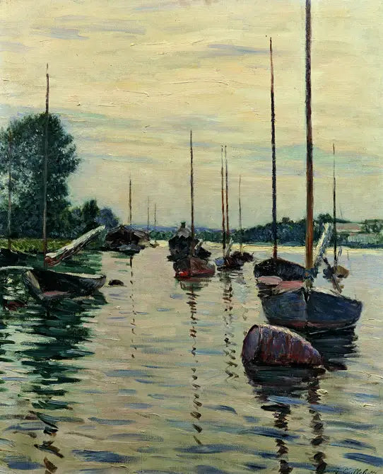 Både fortøjet ved Seinen - Gustave Caillebotte