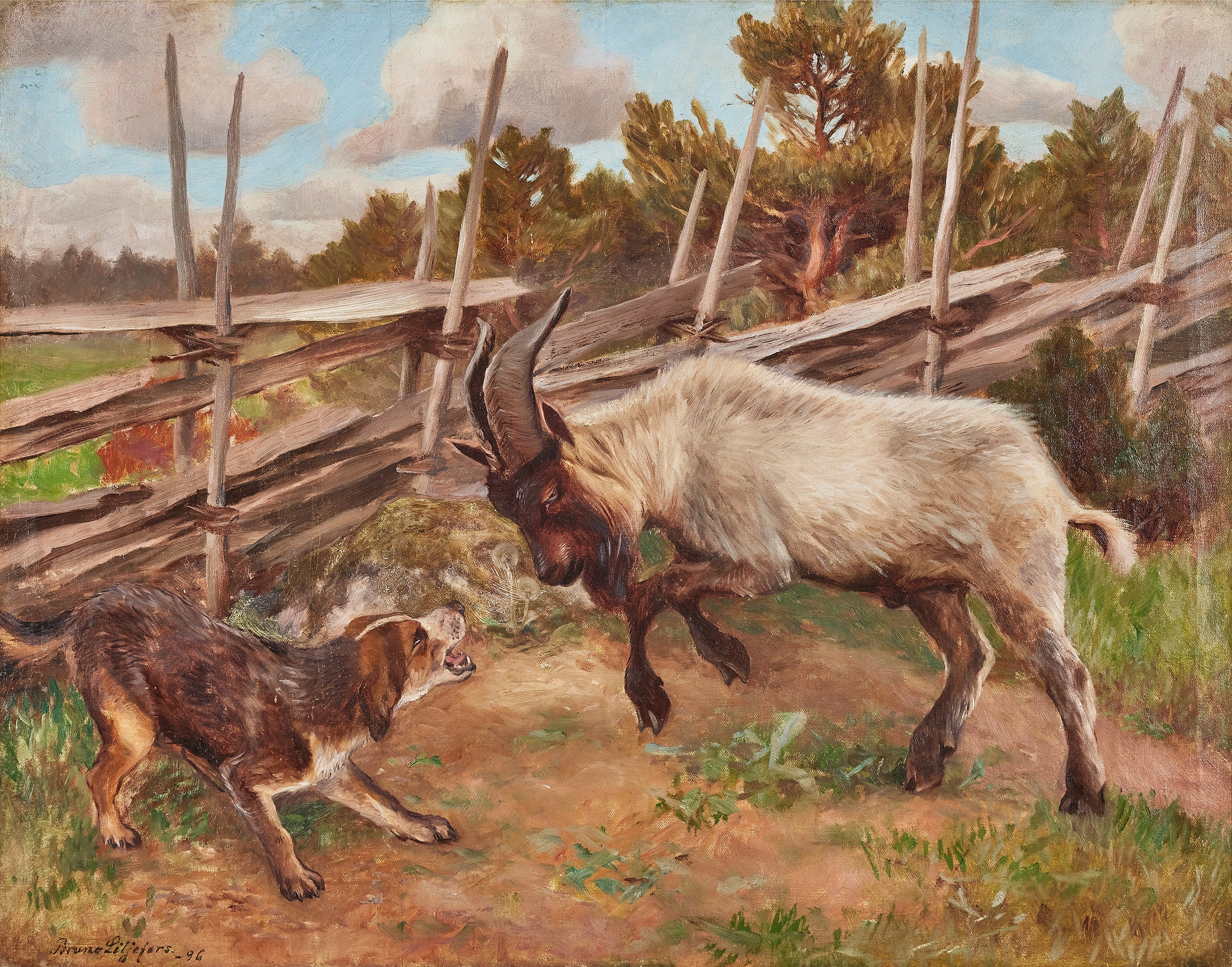 Chèvre donnant des coups de tête - Bruno Liljefors