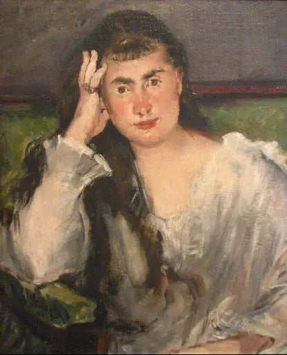 Ung kvinde med albuen på bordet (Marguerite de Conflans) - Édouard Manet