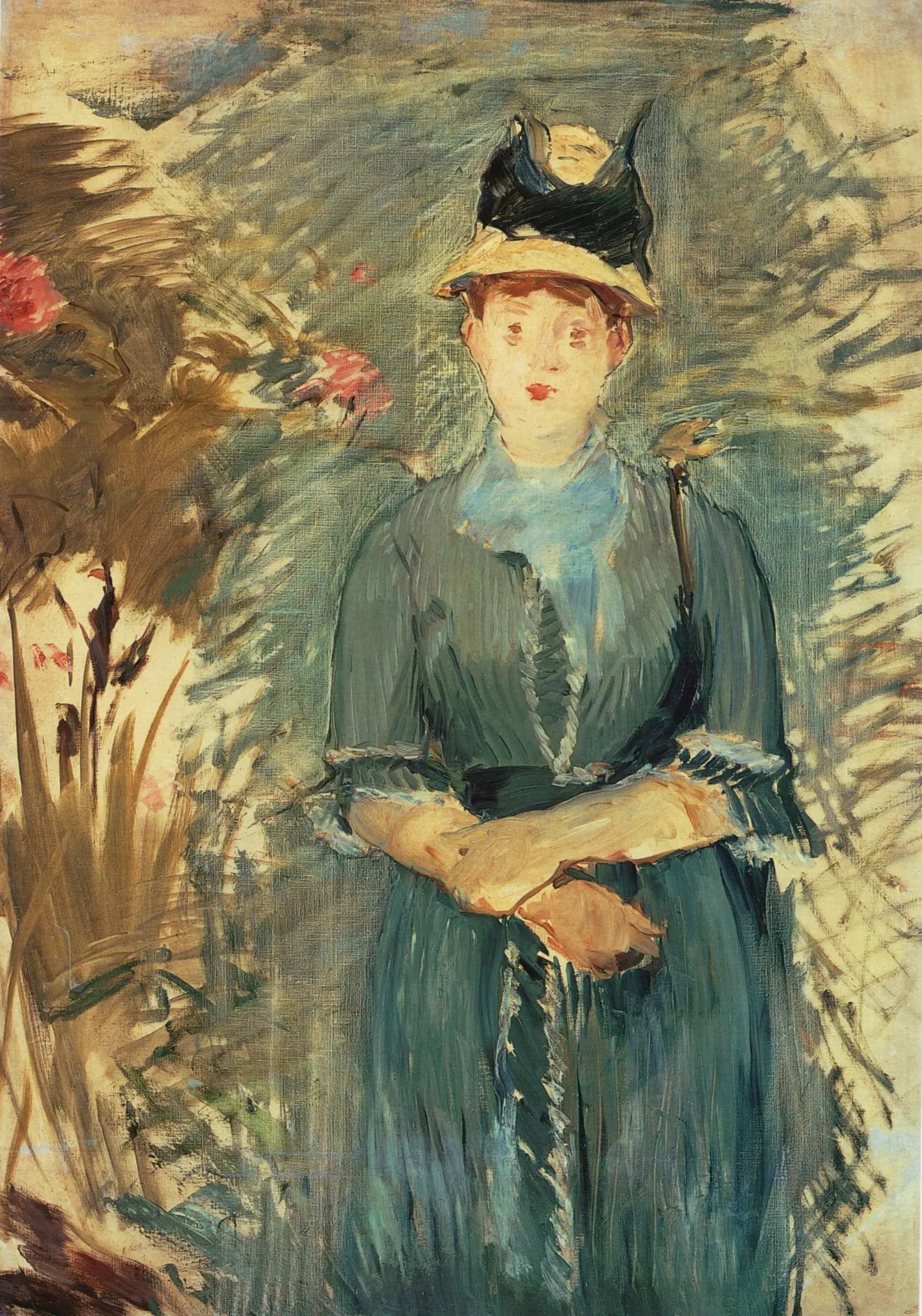 Reproduction du tableau « Jeune fille dans les fleurs - Édouard Manet » par Alpha Reproduction en peinture à l’huile