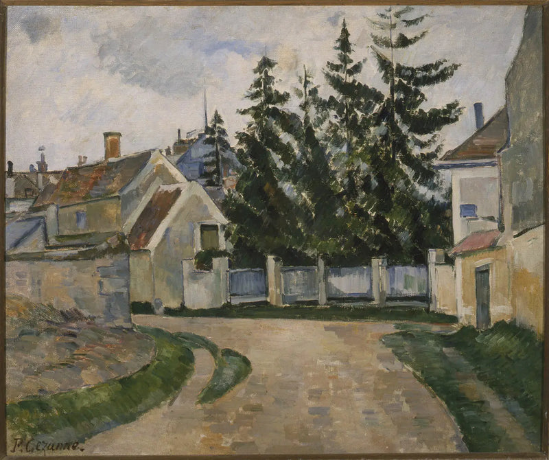 Huse og grantræer - Paul Cézanne