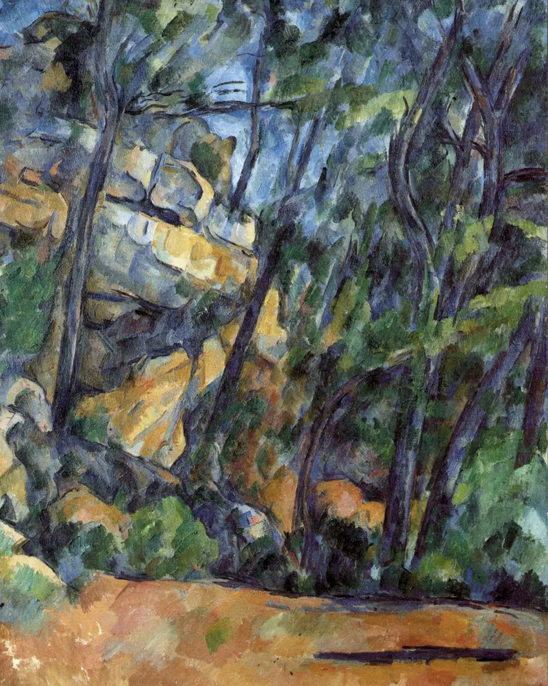 Træer og klipper i parken ved Château Noir - Paul Cézanne