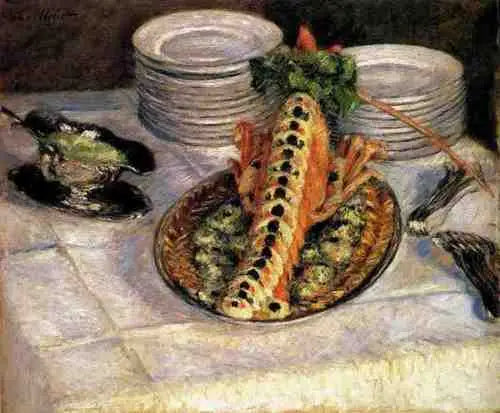 Stilleben med krebs - Gustave Caillebotte