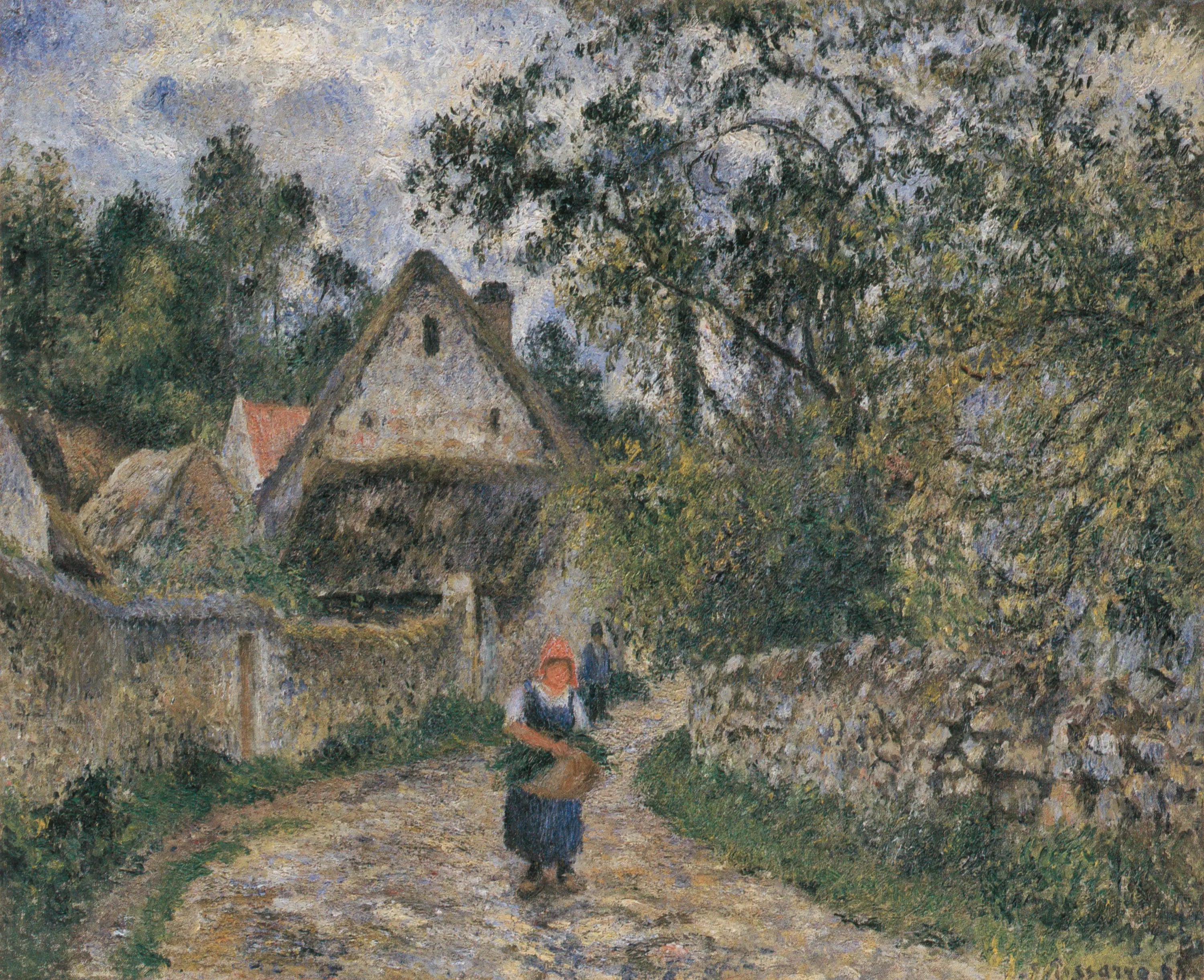 Reproduction du tableau « Chaumières au Valhermeil, Auvers-sur-Oise - Camille Pissarro » par Alpha Reproduction en peinture à l’huile