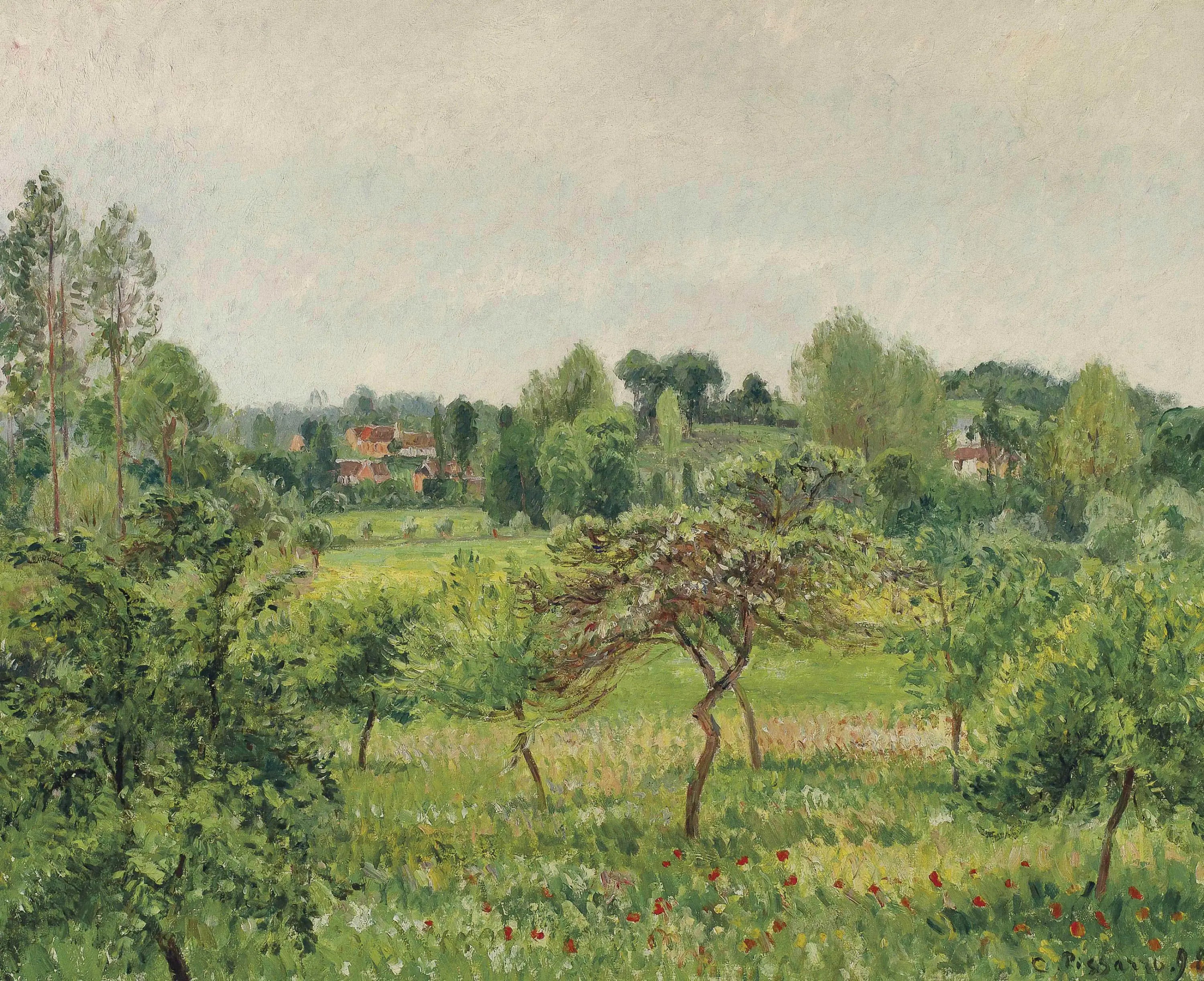 Reproduction du tableau « Juin, temps pluvieux, Éragny - Camille Pissarro » par Alpha Reproduction en peinture à l’huile