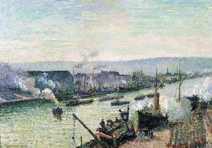 Reproduction du tableau « La Seine à Rouen, Saint-Sever - Camille Pissarro » par Alpha Reproduction en peinture à l’huile