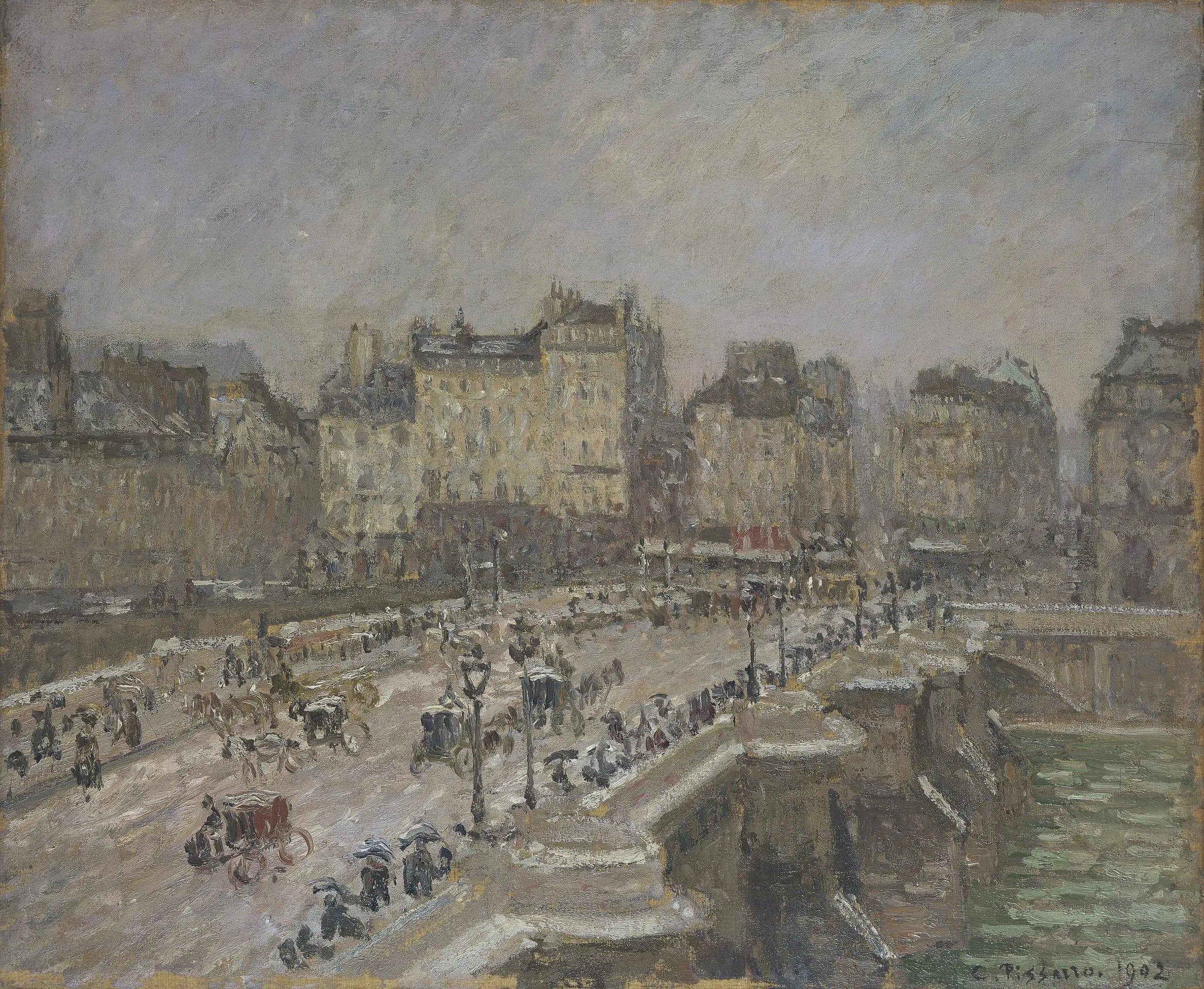 Reproduction du tableau « Le Pont-Neuf, Effet de Neige (Deuxième Série) - Camille Pissarro » par Alpha Reproduction en peinture à l’huile
