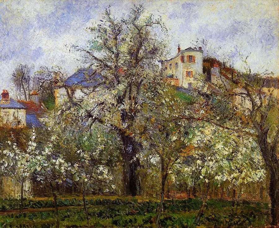Reproduction du tableau « Printemps. Pruniers en fleurs - Camille Pissarro » par Alpha Reproduction en peinture à l’huile