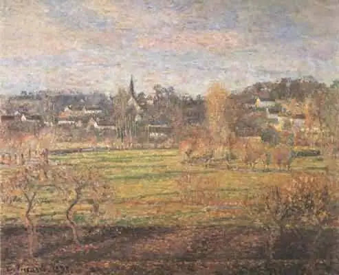 Februar, solopgang, Bazincourt - Camille Pissarro