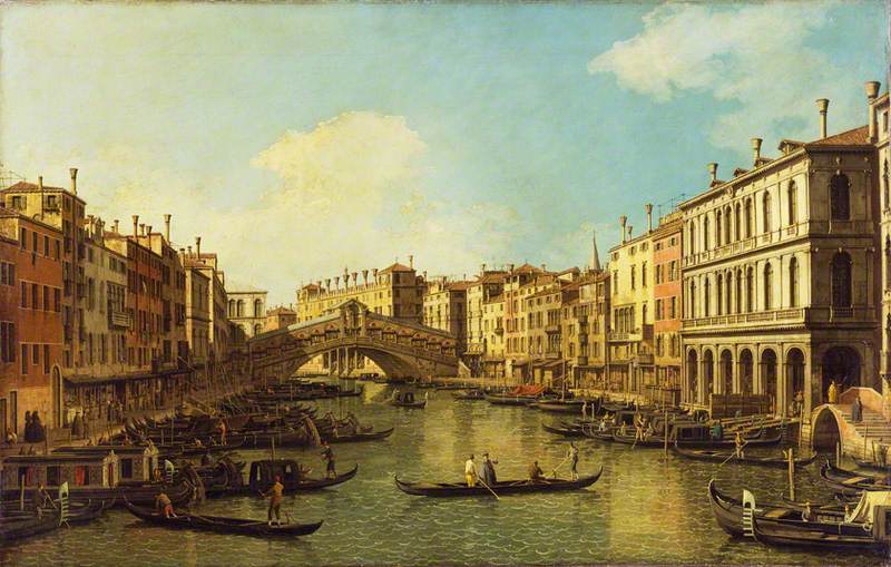 Venise : le Grand Canal du palais Dolfin-Manin vers le pont du Rialto - Canaletto