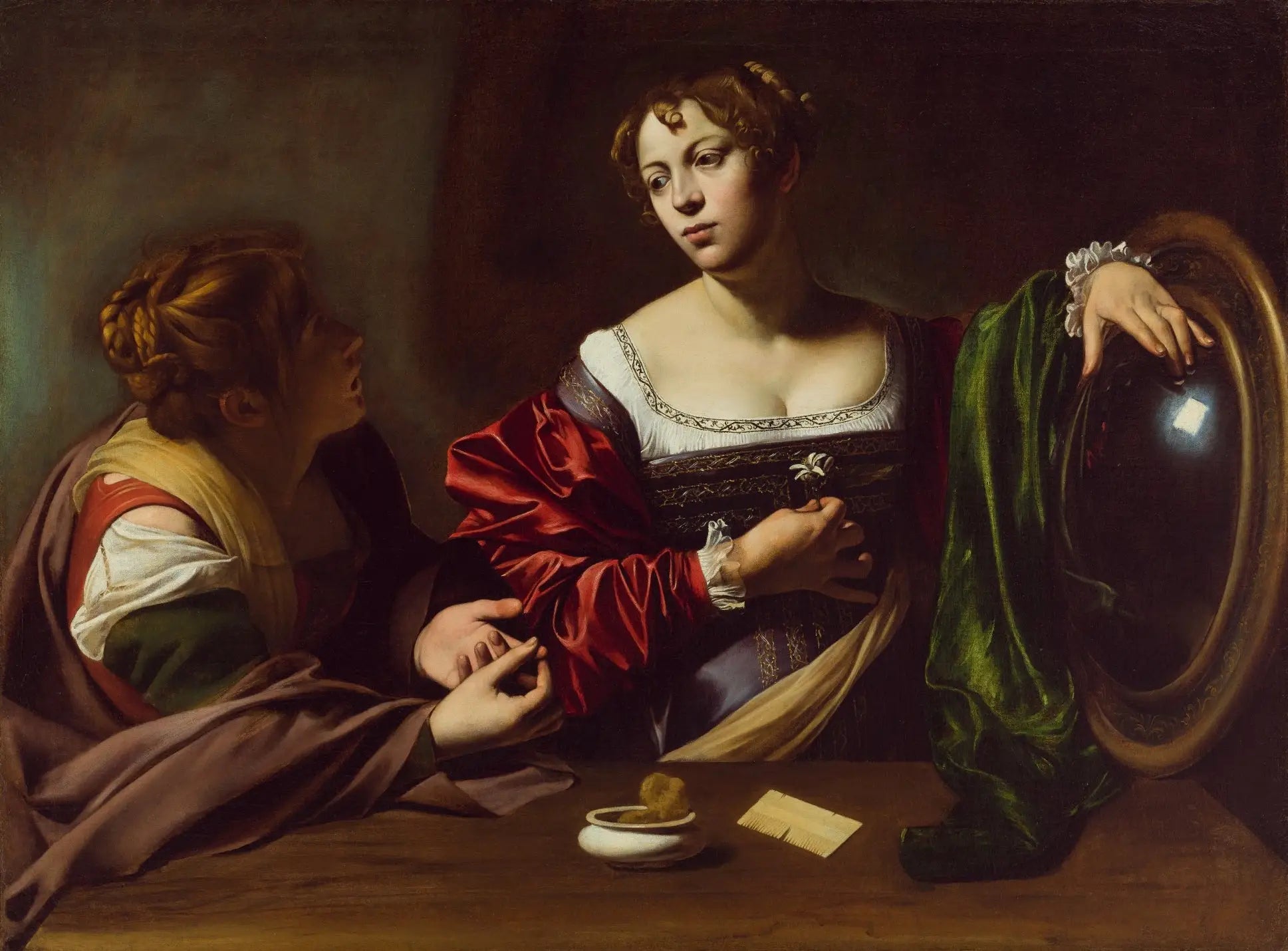 Reproduction du tableau « Marthe et Marie-Madeleine - Le Caravage » par Alpha Reproduction en peinture à l’huile