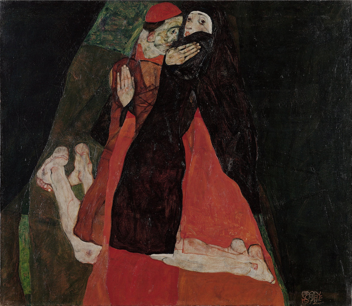 🔴 Kardinalen og Nonnen (Kærligheden) – Egon Schiele (1912)