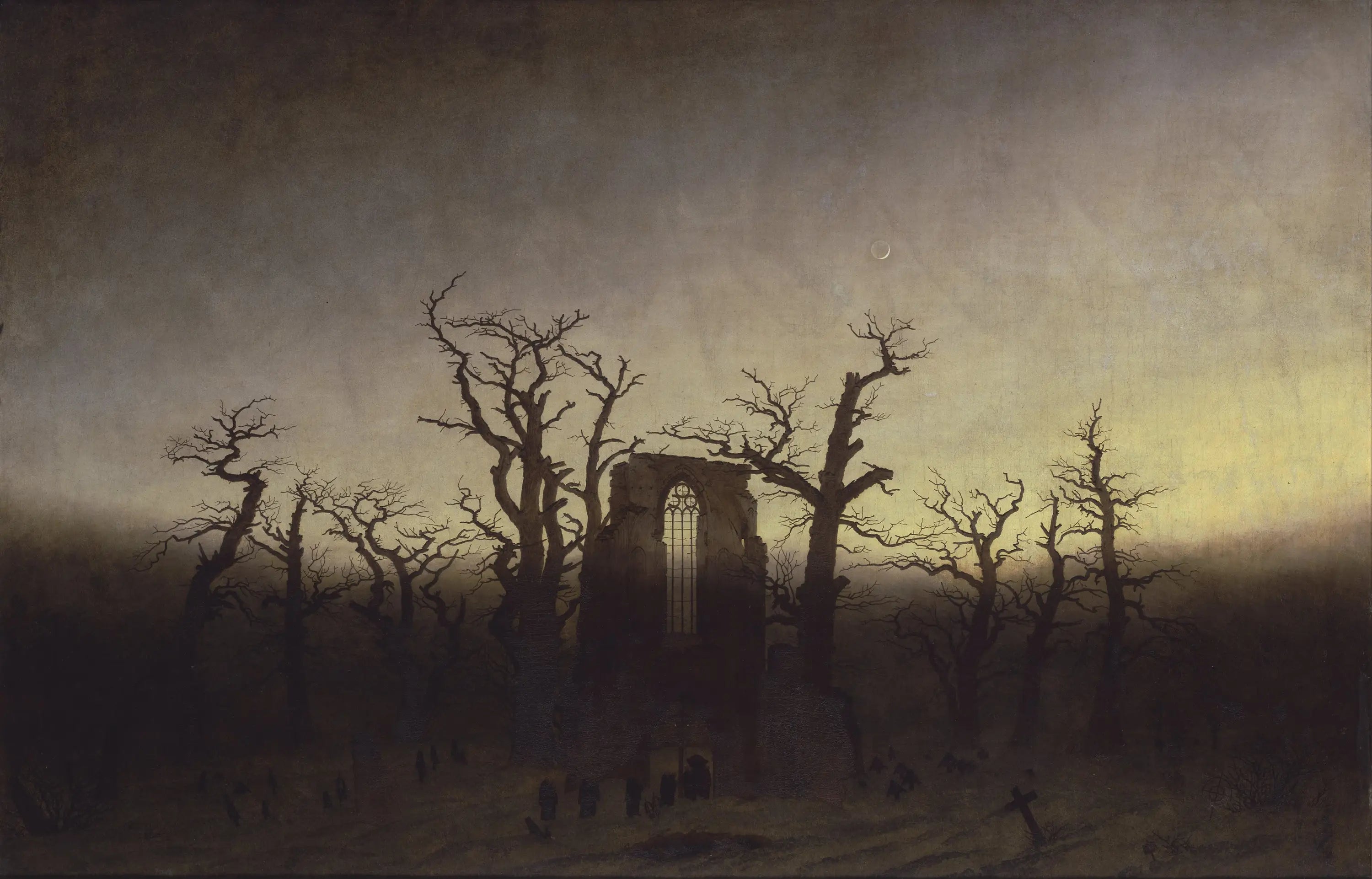 Reproduction du tableau « L'Abbaye dans une forêt de chênes - Caspar David Friedrich » par Alpha Reproduction en peinture à l’huile
