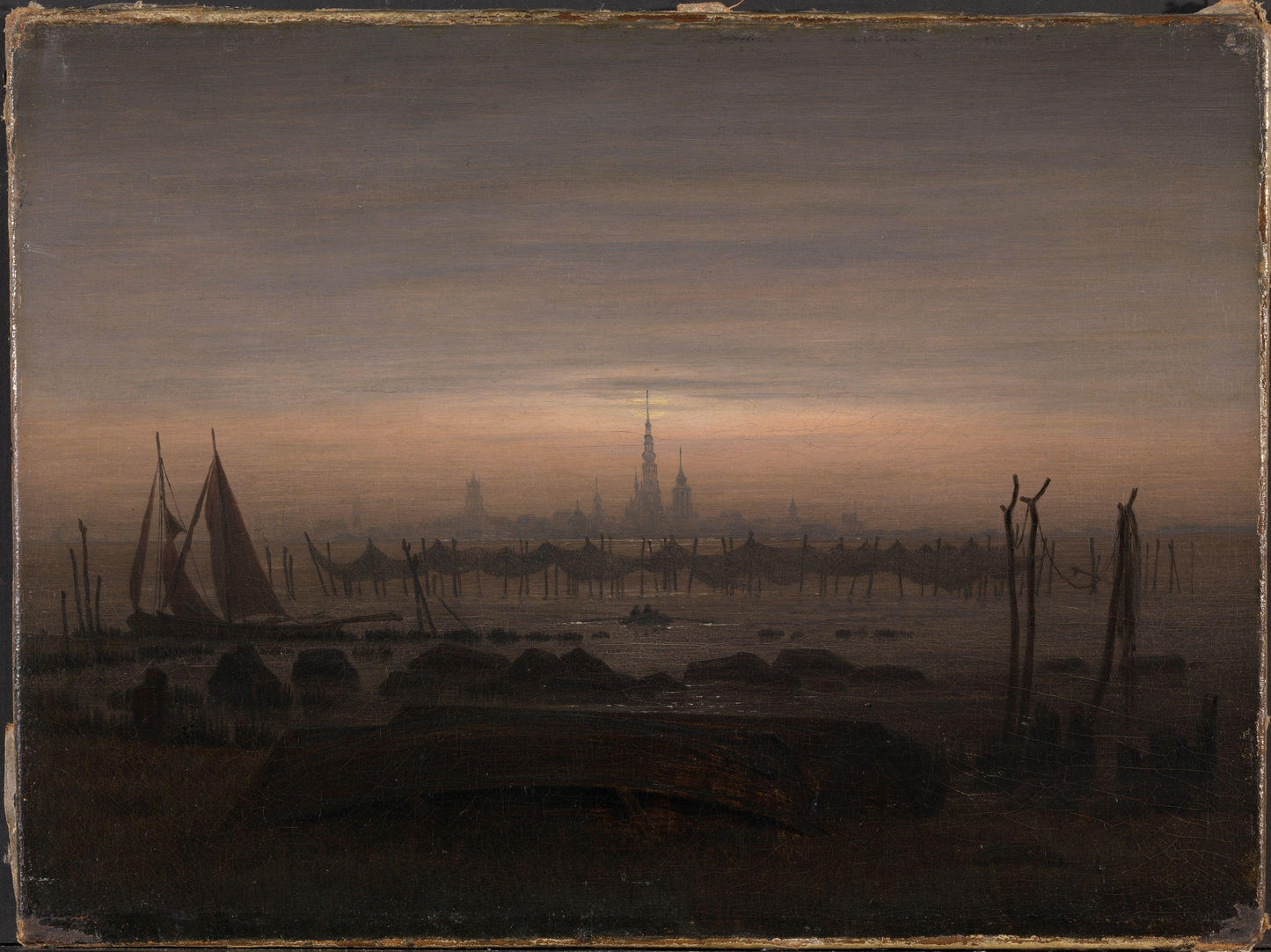 Reproduction du tableau « Greifswald au clair de lune - Caspar David Friedrich » par Alpha Reproduction en peinture à l’huile