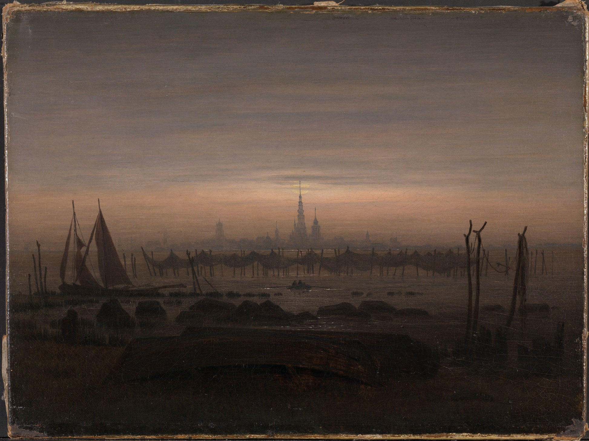 Reproduction du tableau « Greifswald au clair de lune - Caspar David Friedrich » par Alpha Reproduction en peinture à l’huile
