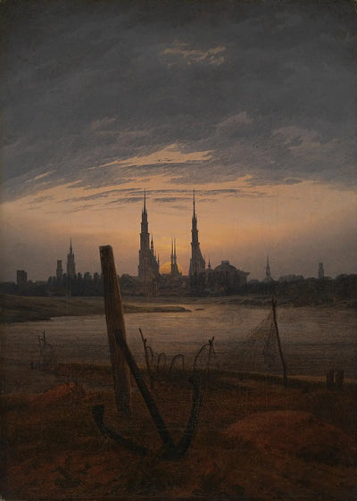 Reproduction du tableau « Ville au lever de Lune - Caspar David Friedrich » par Alpha Reproduction en peinture à l’huile