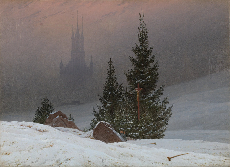 Vinterlandskab med kirke - Caspar David Friedrich