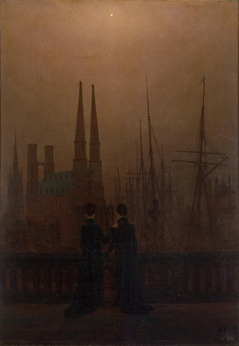 Nat i havnen - Caspar David Friedrich