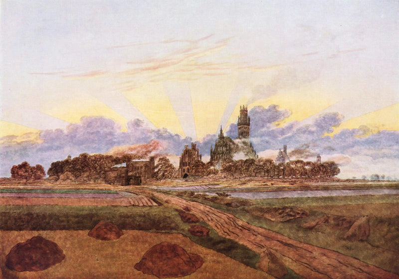 Neubrandenburg i flammer - Caspar David Friedrich