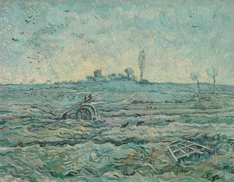 Sneklædt mark med harve - Vincent van Gogh