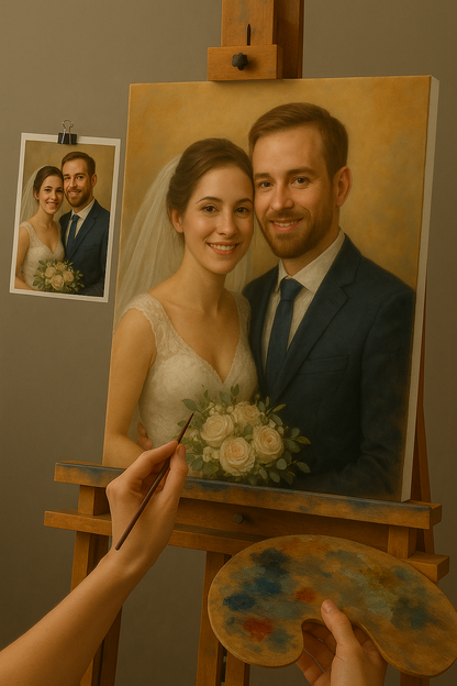 💍 Tilpasseligt Bryllupsmaleri – Olie Maleri Følelser & Elegance
