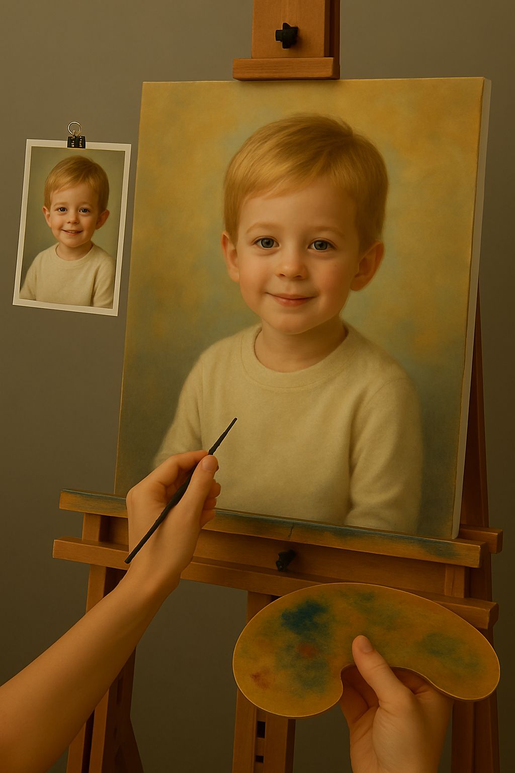 🎨 Tilpasseligt Børnetavle – Unikt Olie Maleri