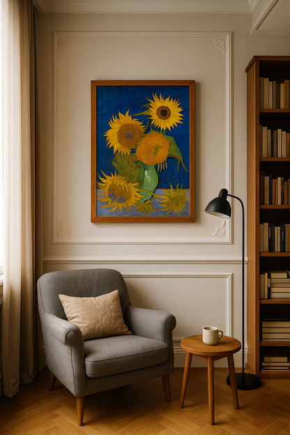 🌻 Solsikker (kongeblå baggrund) – Vincent van Gogh (1888)