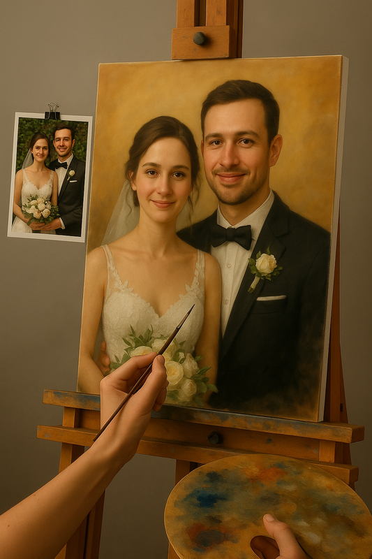 💍 Tilpasseligt Bryllupsmaleri – Olie Maleri Følelser & Elegance