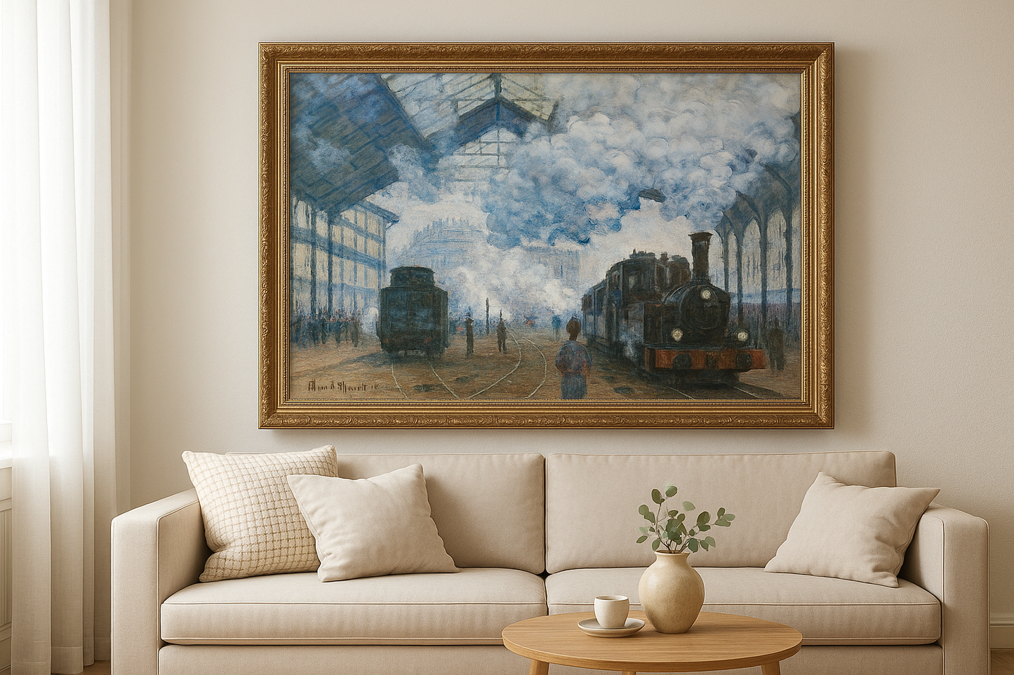 La Gare Saint-Lazare, ankomst af et tog – Claude Monet, 1877