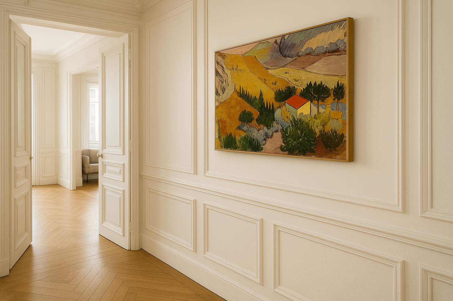 Landskab med et hus og en pløjer – Vincent van Gogh (1889)
