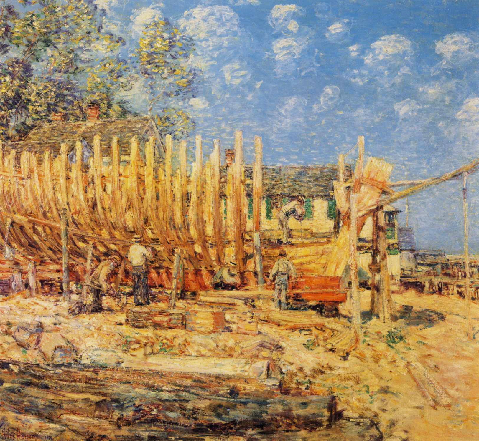 Construction de la goélette, Provincetown - Childe Hassam