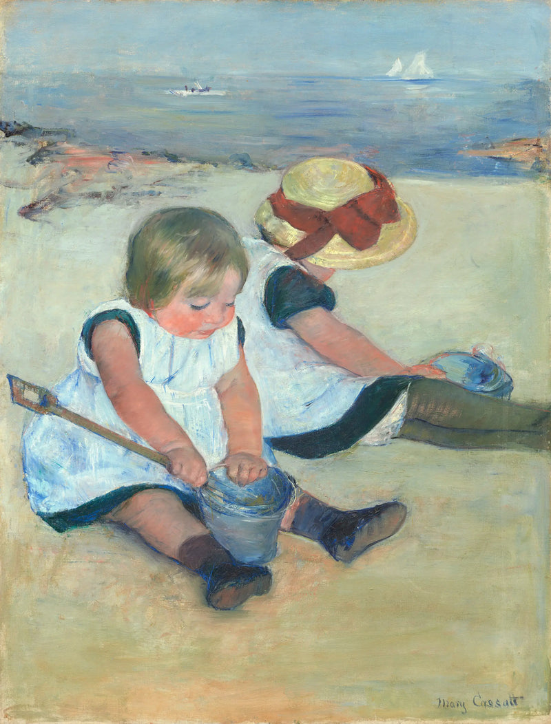 Børn, der leger på stranden - Mary Cassatt