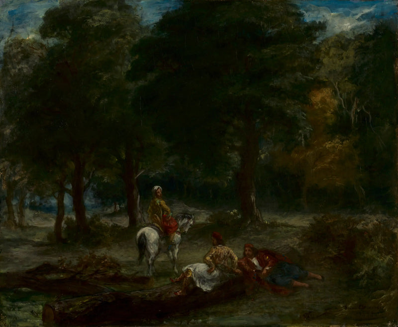 Græske ryttere i hvile i en skov - Eugène Delacroix