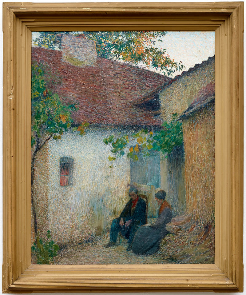 Couple en conversation devant la ferme - Henri-Jean Guillaume Martin