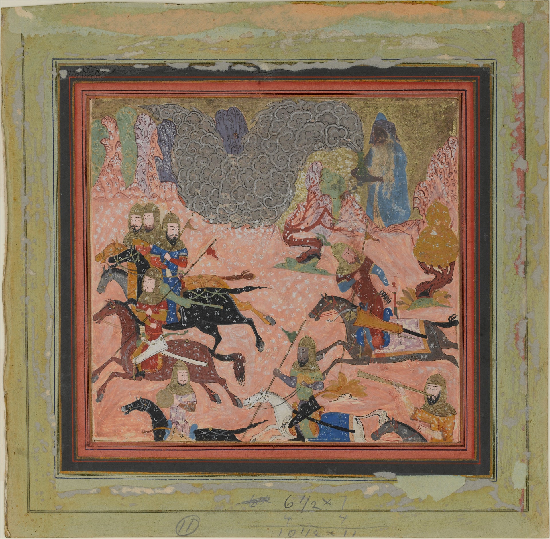 Abu'l Qasim Firdausi, "Bazur, the Magician, Raises up Darkness and a Storm", Folio from a Shahnama (Book of Kings), ca. 1430–40, The Metropolitan Museum of Art, New York