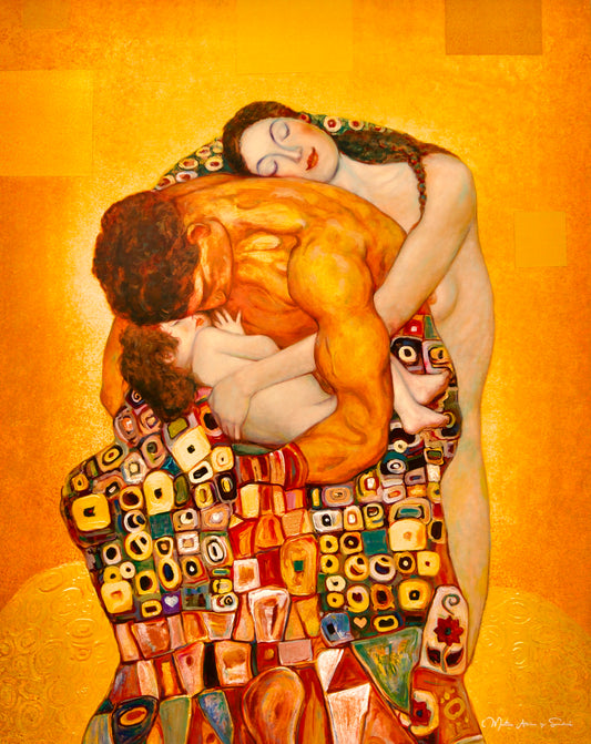 👨‍👩‍👧 Den Familiebinding – Inspireret af Gustav Klimt (Collageværk skabt af fans)